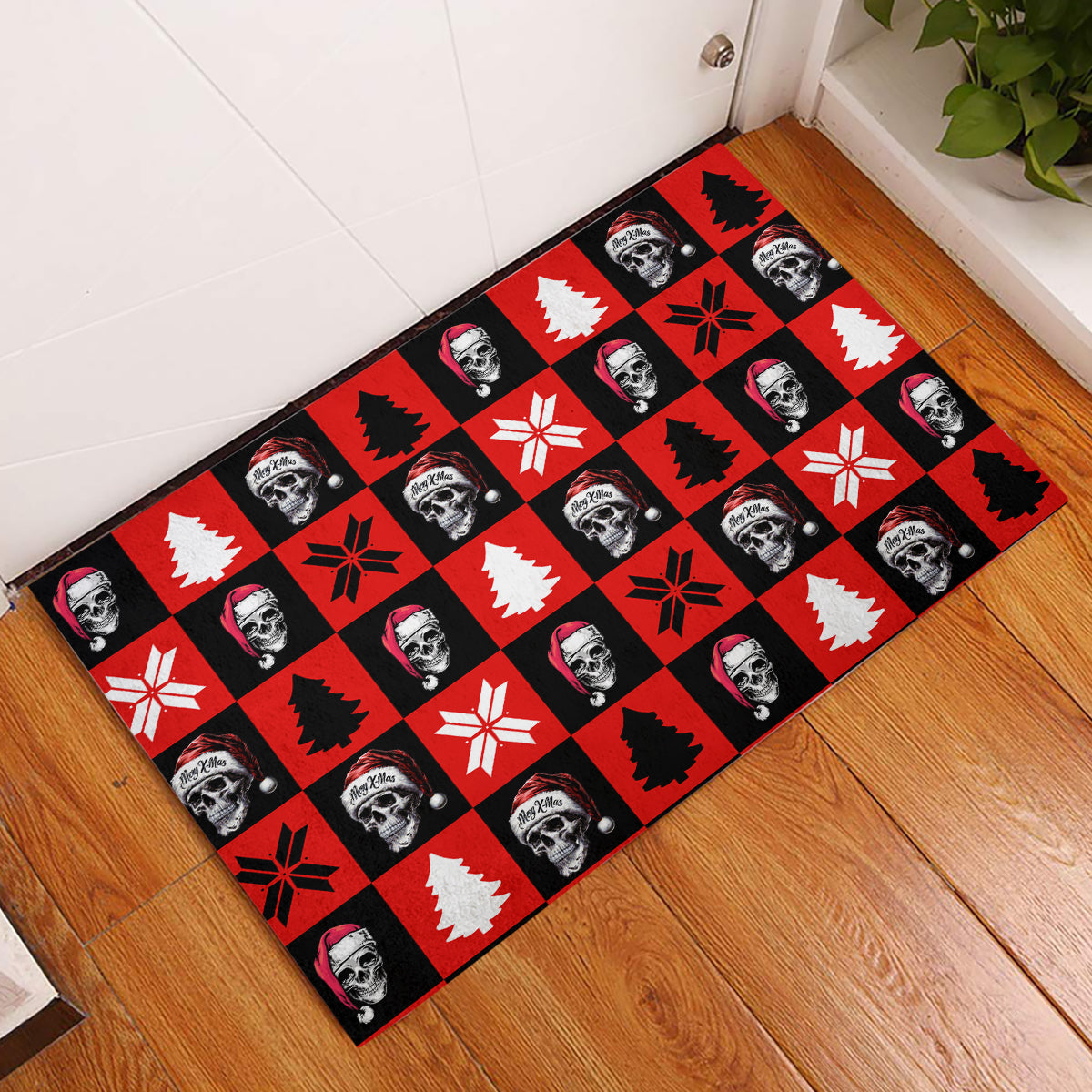 Scary Skeleton Rubber Doormat Skeleton Inside Ugly Christmas - Wonder Print Shop