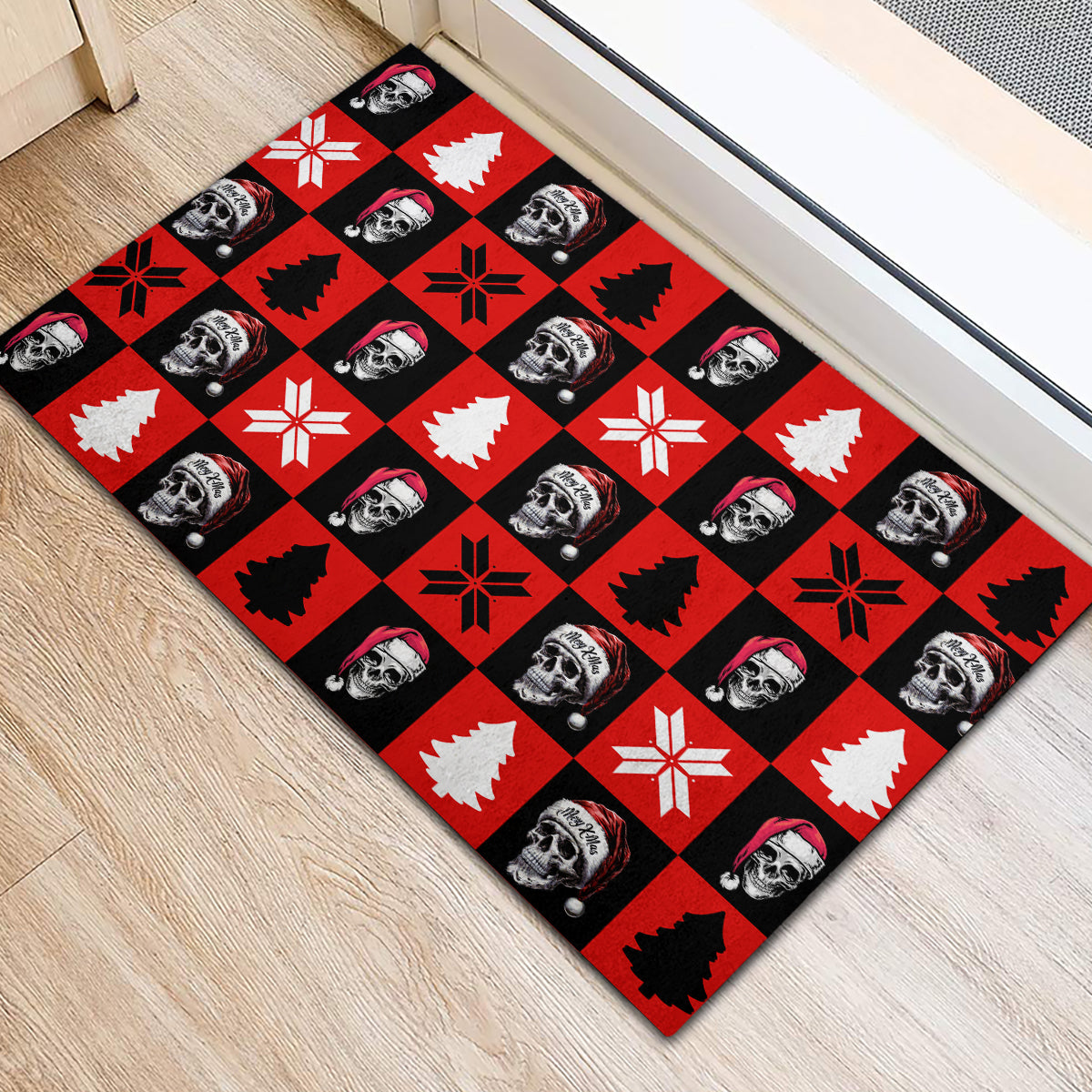 Scary Skeleton Rubber Doormat Skeleton Inside Ugly Christmas - Wonder Print Shop