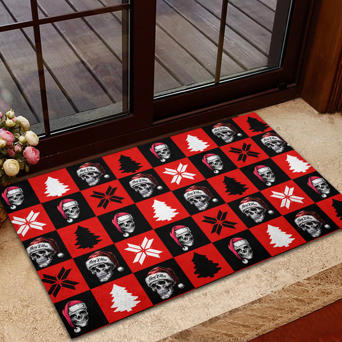 Scary Skeleton Rubber Doormat Skeleton Inside Ugly Christmas - Wonder Print Shop