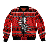 Scary Skeleton Sleeve Zip Bomber Jacket Skeleton Inside Ugly Christmas - Wonder Print Shop