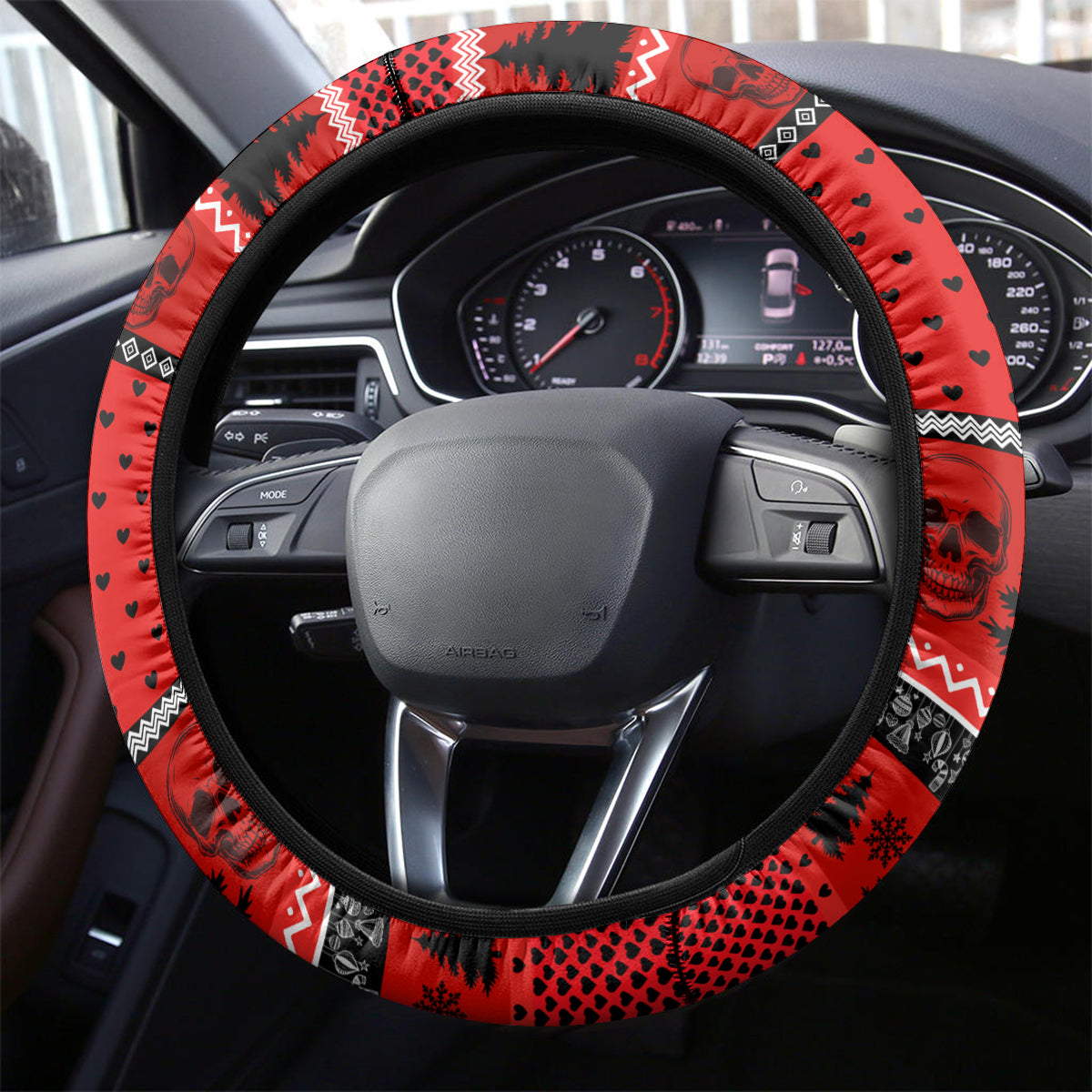 Scary Skeleton Steering Wheel Cover Skeleton Inside Ugly Christmas - Wonder Print Shop