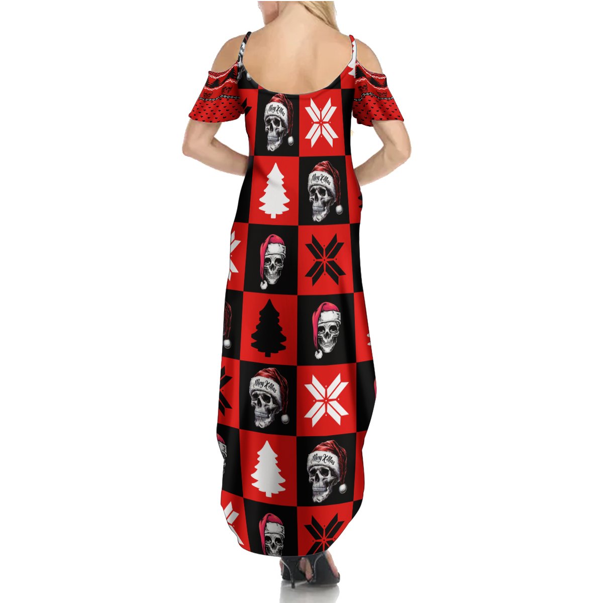 Scary Skeleton Summer Maxi Dress Skeleton Inside Ugly Christmas - Wonder Print Shop