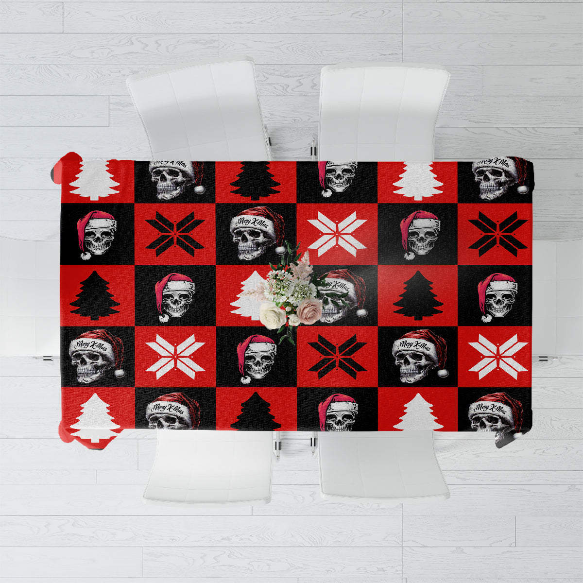 Scary Skeleton Tablecloth Skeleton Inside Ugly Christmas - Wonder Print Shop