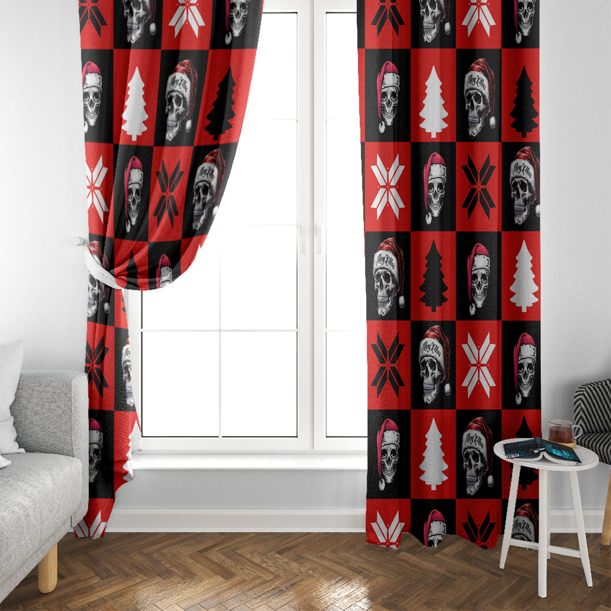 Scary Skeleton Window Curtain Skeleton Inside Ugly Christmas - Wonder Print Shop