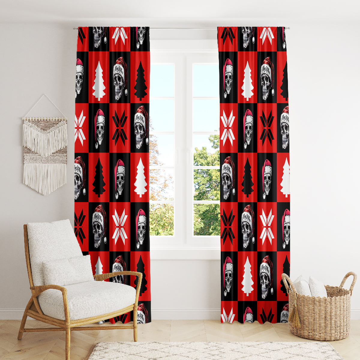 Scary Skeleton Window Curtain Skeleton Inside Ugly Christmas - Wonder Print Shop