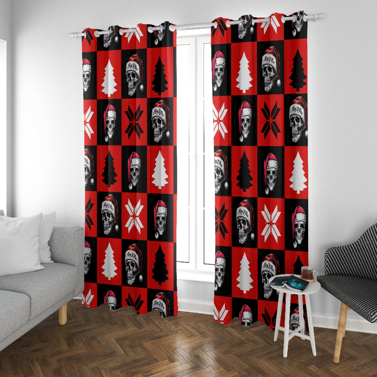 Scary Skeleton Window Curtain Skeleton Inside Ugly Christmas - Wonder Print Shop