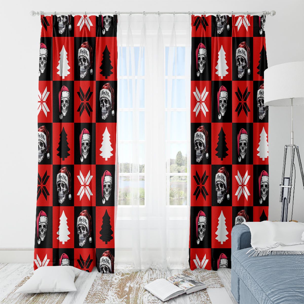 Scary Skeleton Window Curtain Skeleton Inside Ugly Christmas - Wonder Print Shop