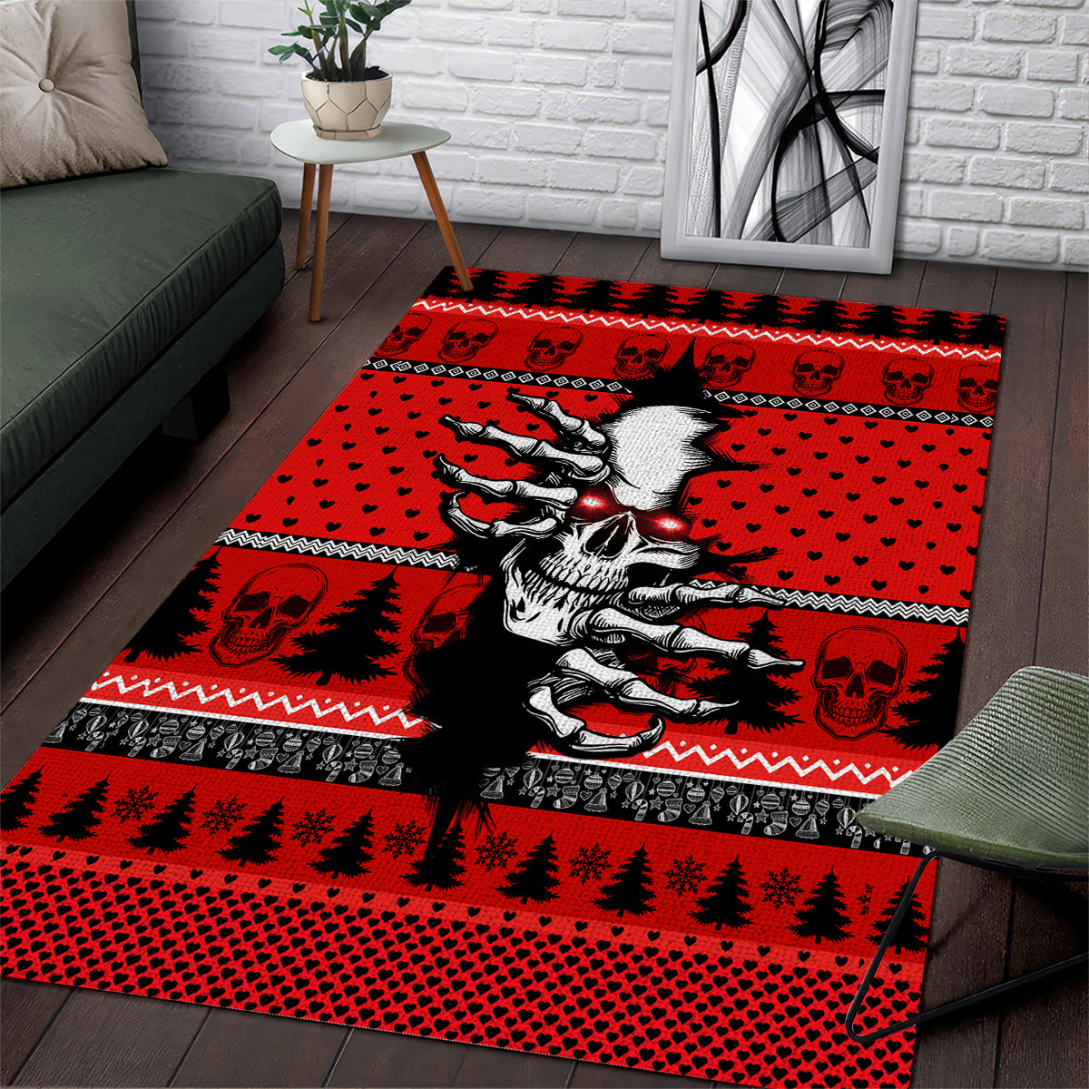 Skull Santa Area Rug Pattern Skull Santa Ugly Christmas - Wonder Print Shop