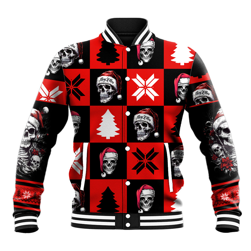 Skull Santa Baseball Jacket Pattern Skull Santa Ugly Christmas - Wonder Print Shop
