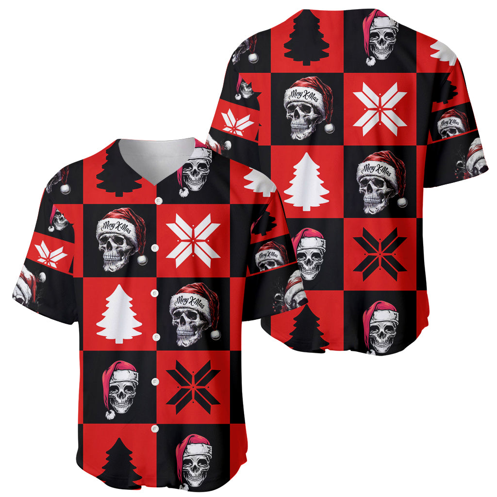 Skull Santa Baseball Jersey Pattern Skull Santa Ugly Christmas - Wonder Print Shop