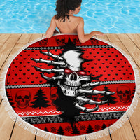 Skull Santa Beach Blanket Pattern Skull Santa Ugly Christmas - Wonder Print Shop