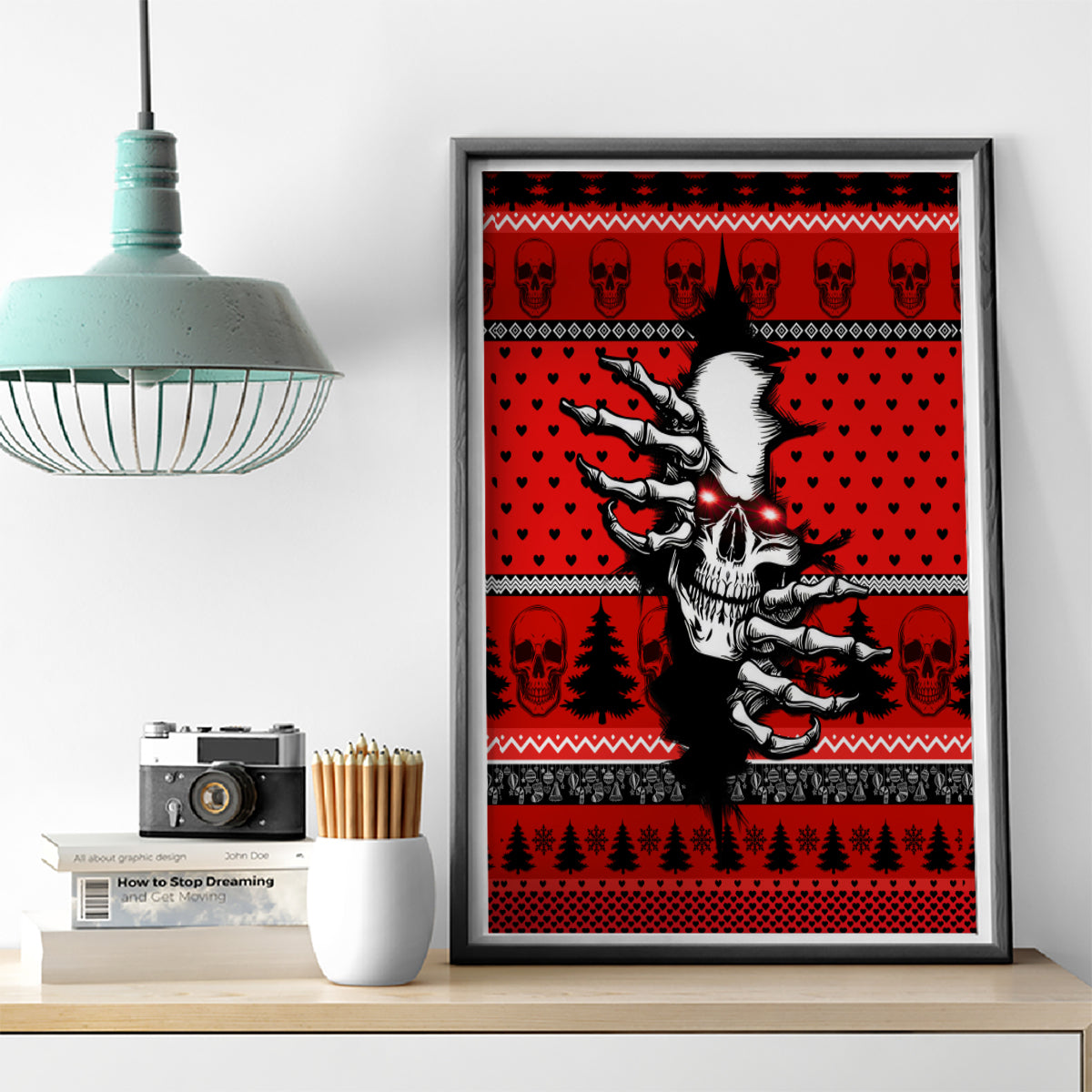 Skull Santa Canvas Wall Art Pattern Skull Santa Ugly Christmas - Wonder Print Shop
