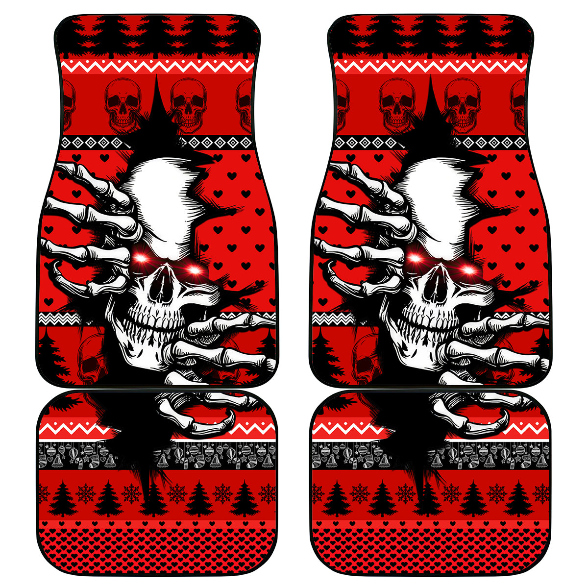 Skull Santa Car Mats Pattern Skull Santa Ugly Christmas - Wonder Print Shop