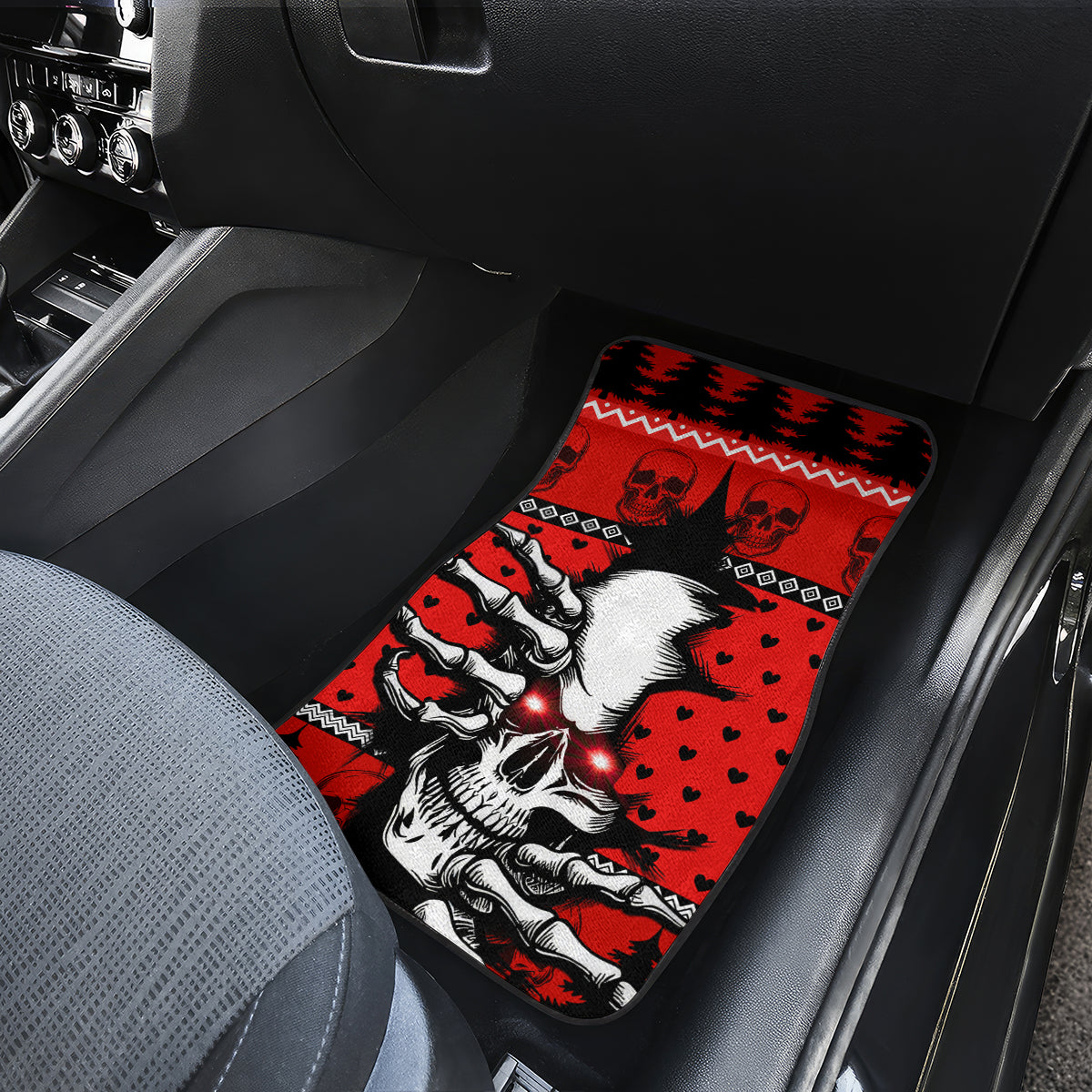 Skull Santa Car Mats Pattern Skull Santa Ugly Christmas - Wonder Print Shop