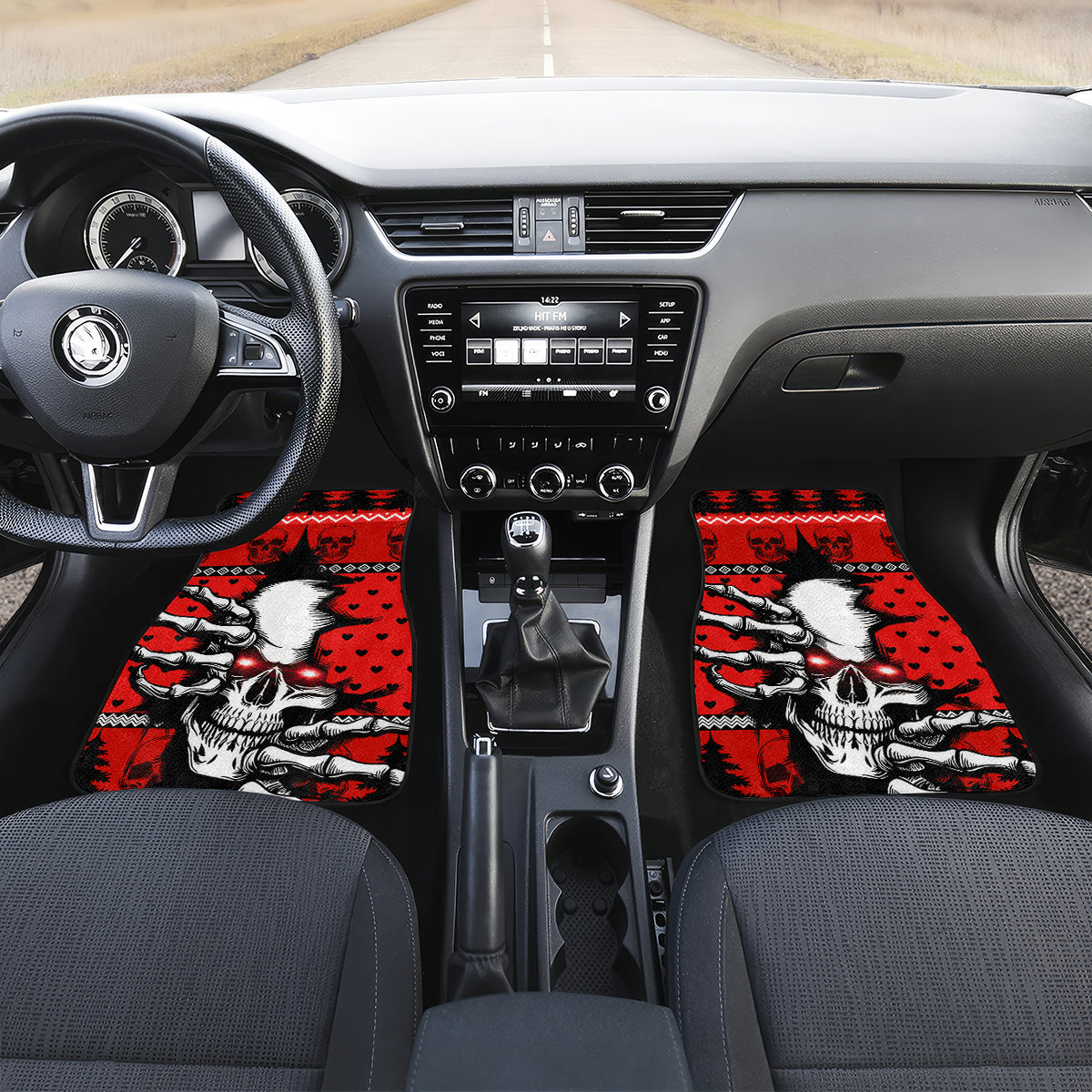 Skull Santa Car Mats Pattern Skull Santa Ugly Christmas - Wonder Print Shop
