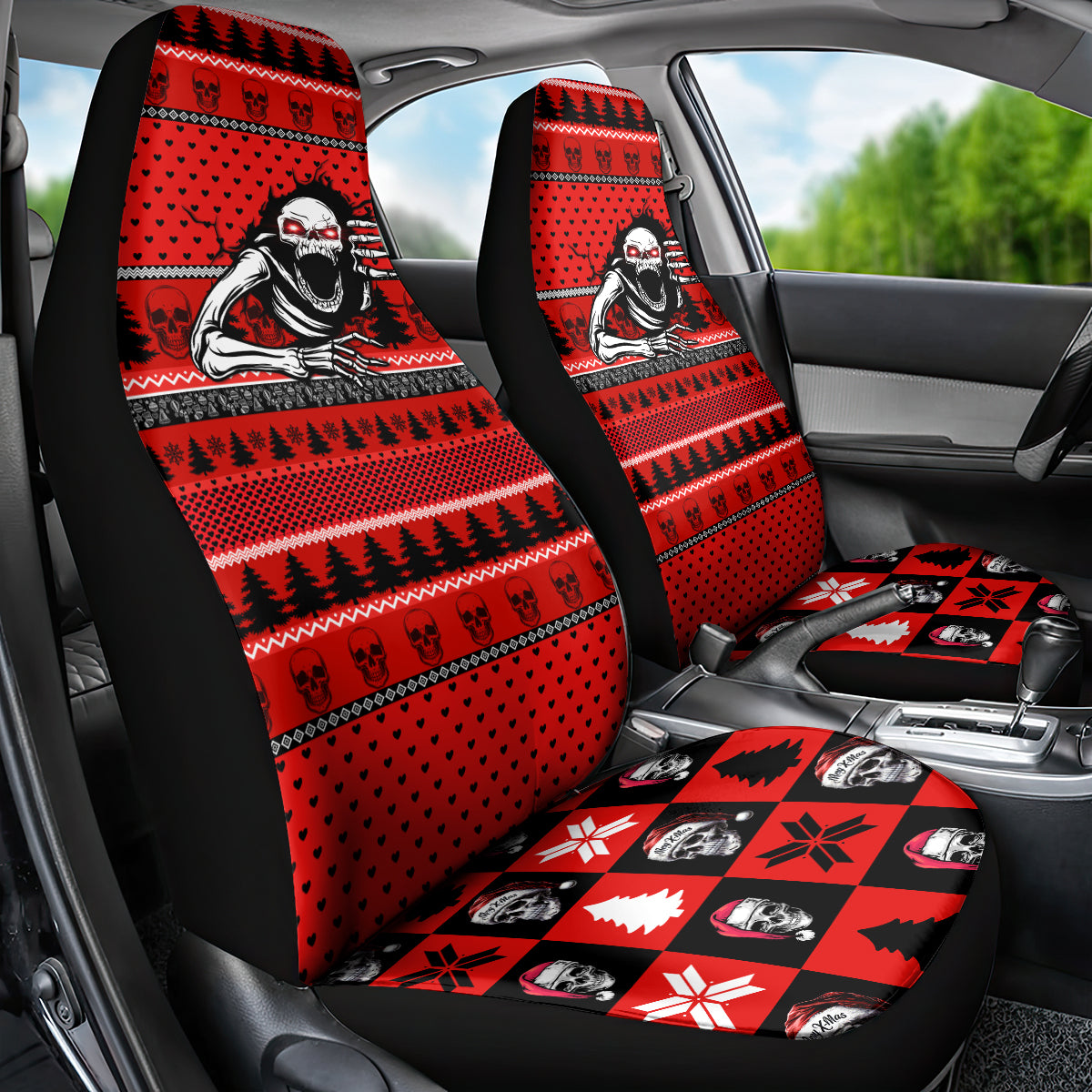 Skull Santa Car Seat Cover Pattern Skull Santa Ugly Christmas - Wonder Print Shop