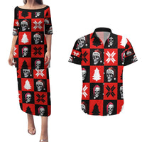 Skull Santa Couples Matching Puletasi Dress and Hawaiian Shirt Pattern Skull Santa Ugly Christmas - Wonder Print Shop