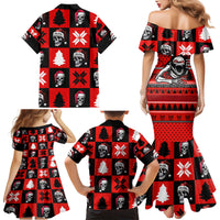 Skull Santa Family Matching Mermaid Dress and Hawaiian Shirt Pattern Skull Santa Ugly Christmas - Wonder Print Shop