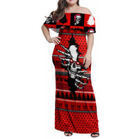 Skull Santa Family Matching Off Shoulder Maxi Dress and Hawaiian Shirt Pattern Skull Santa Ugly Christmas - Wonder Print Shop