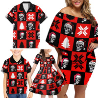 Skull Santa Family Matching Off Shoulder Short Dress and Hawaiian Shirt Pattern Skull Santa Ugly Christmas - Wonder Print Shop
