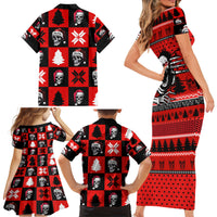 Skull Santa Family Matching Short Sleeve Bodycon Dress and Hawaiian Shirt Pattern Skull Santa Ugly Christmas - Wonder Print Shop