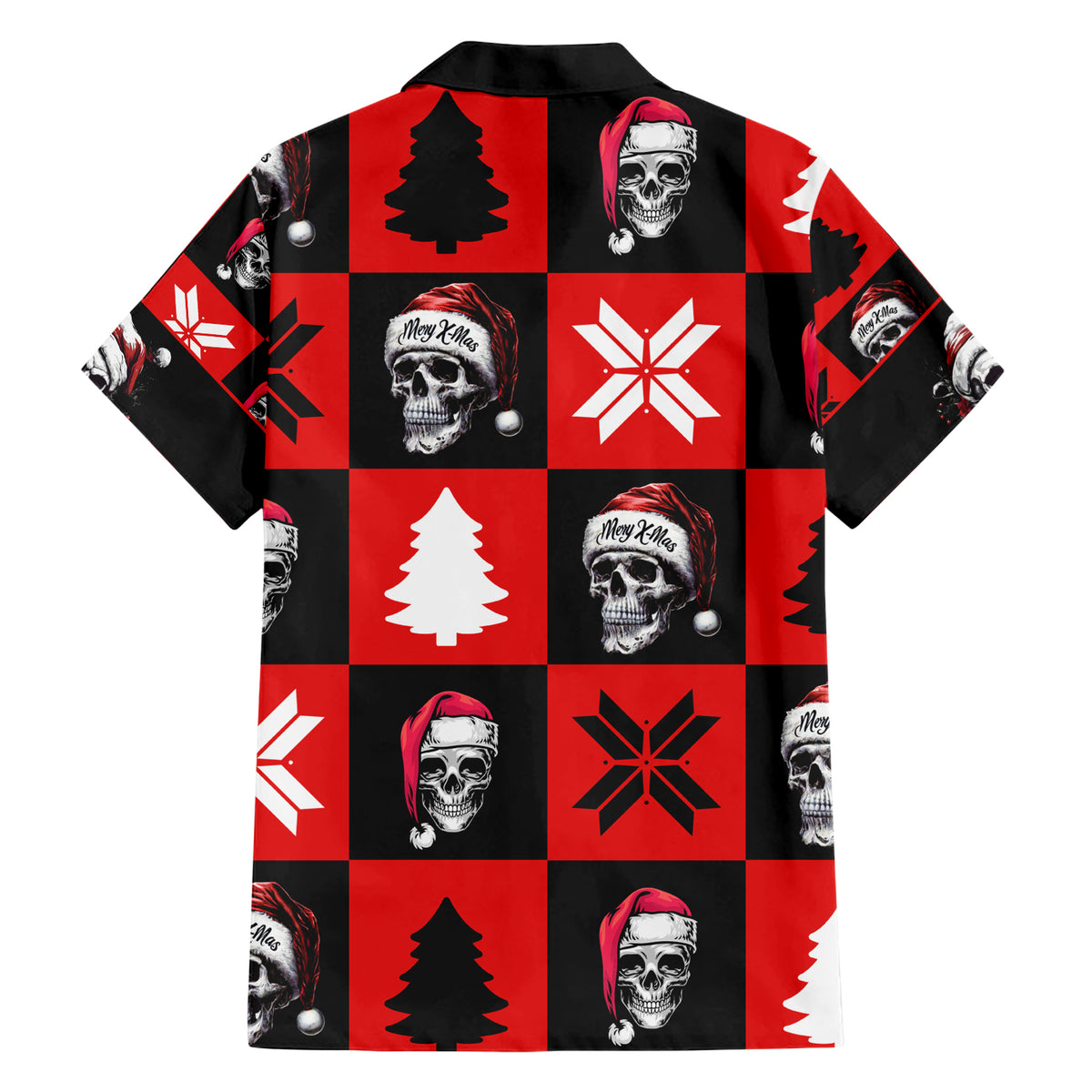 Skull Santa Family Matching Short Sleeve Bodycon Dress and Hawaiian Shirt Pattern Skull Santa Ugly Christmas - Wonder Print Shop