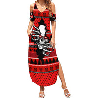 Skull Santa Family Matching Summer Maxi Dress and Hawaiian Shirt Pattern Skull Santa Ugly Christmas - Wonder Print Shop