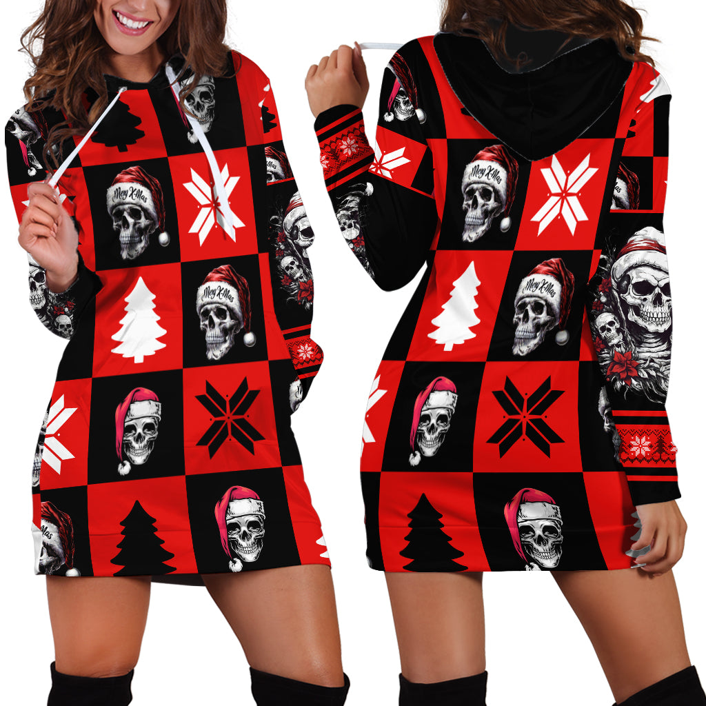Skull Santa Hoodie Dress Pattern Skull Santa Ugly Christmas - Wonder Print Shop