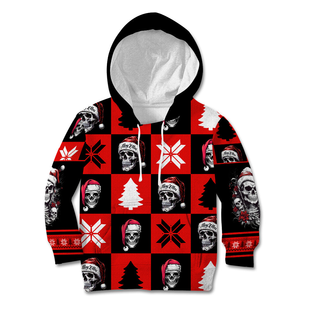 Skull Santa Kid Hoodie Pattern Skull Santa Ugly Christmas - Wonder Print Shop
