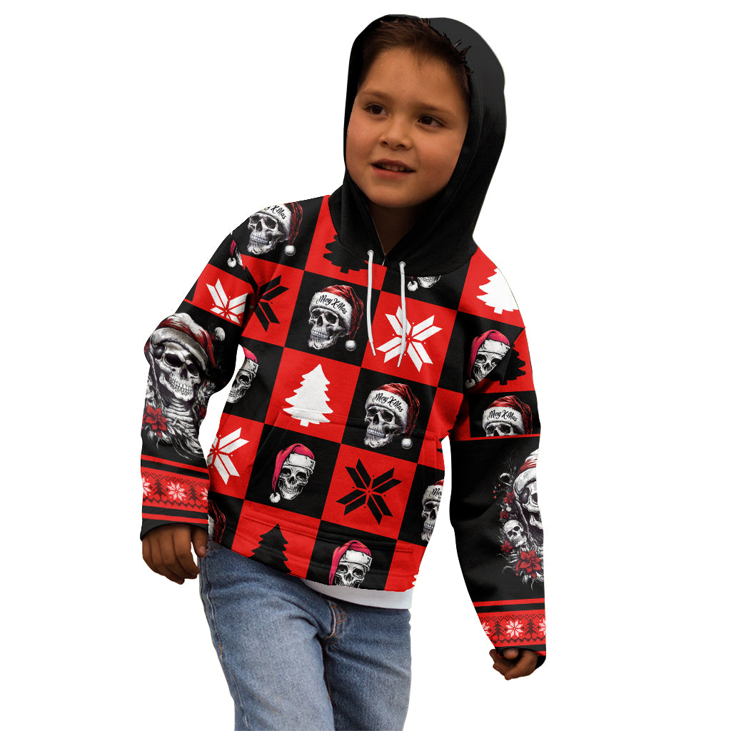 Skull Santa Kid Hoodie Pattern Skull Santa Ugly Christmas - Wonder Print Shop