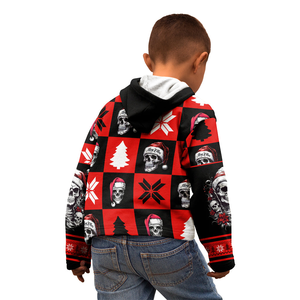 Skull Santa Kid Hoodie Pattern Skull Santa Ugly Christmas - Wonder Print Shop