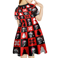 Skull Santa Kid Short Sleeve Dress Pattern Skull Santa Ugly Christmas - Wonder Print Shop