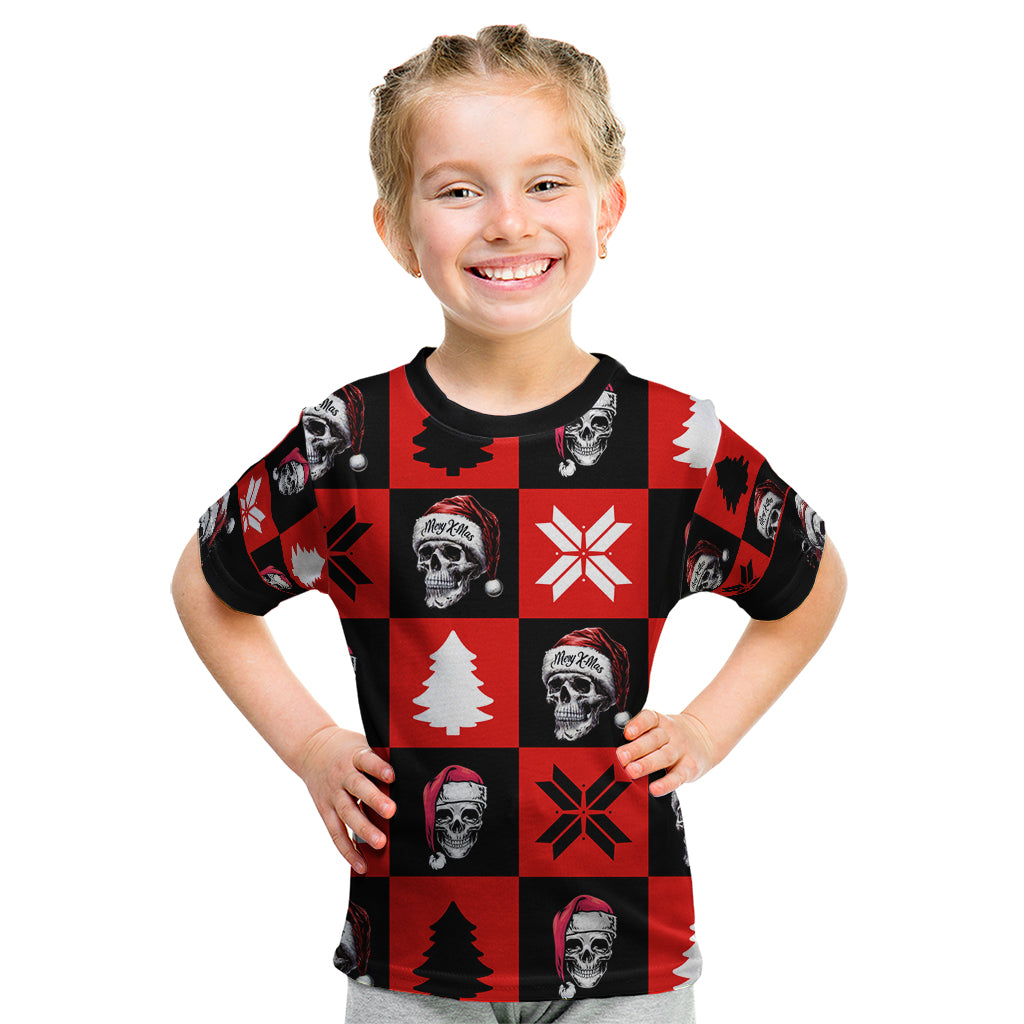 Skull Santa Kid T Shirt Pattern Skull Santa Ugly Christmas - Wonder Print Shop