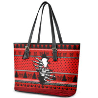 Skull Santa Leather Tote Bag Pattern Skull Santa Ugly Christmas - Wonder Print Shop