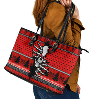 Skull Santa Leather Tote Bag Pattern Skull Santa Ugly Christmas - Wonder Print Shop