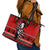 Skull Santa Leather Tote Bag Pattern Skull Santa Ugly Christmas - Wonder Print Shop