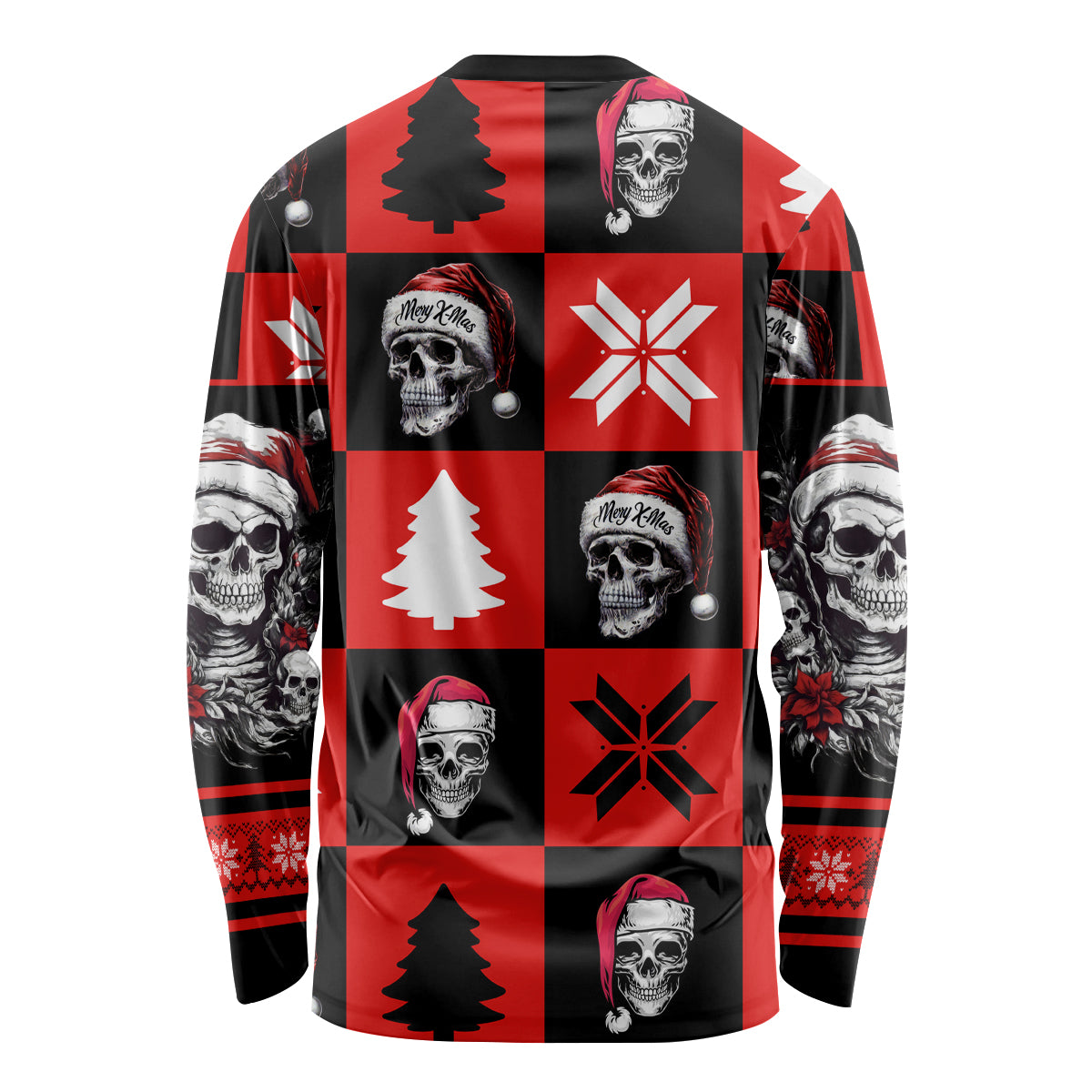 Skull Santa Long Sleeve Shirt Pattern Skull Santa Ugly Christmas - Wonder Print Shop
