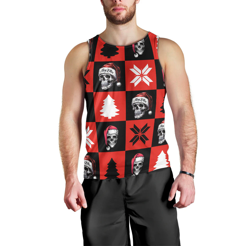 Skull Santa Men Tank Top Pattern Skull Santa Ugly Christmas - Wonder Print Shop