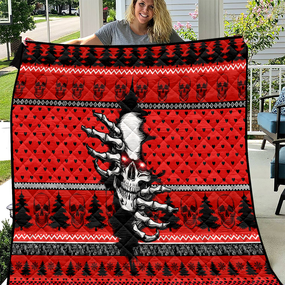 Skull Santa Quilt Pattern Skull Santa Ugly Christmas - Wonder Print Shop