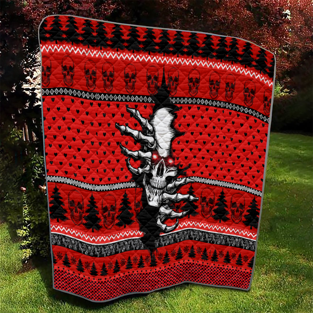 Skull Santa Quilt Pattern Skull Santa Ugly Christmas - Wonder Print Shop