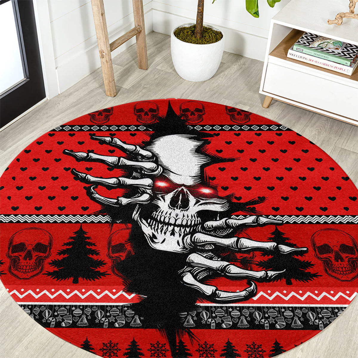 skull-santa-round-carpet-pattern-skull-santa-ugly-christmas