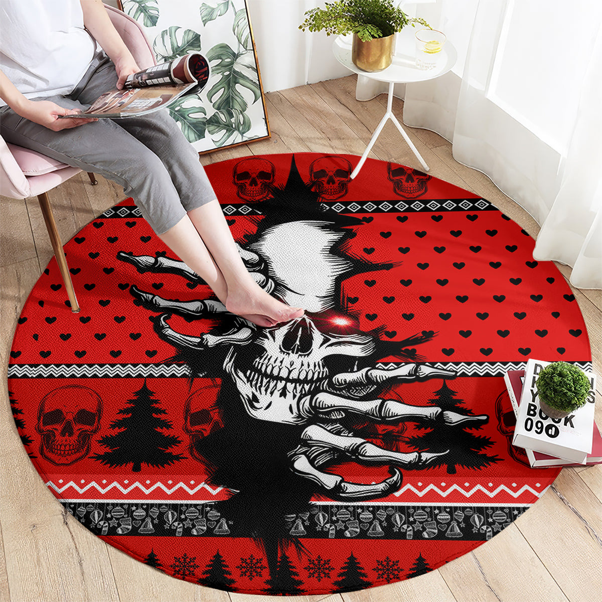 skull-santa-round-carpet-pattern-skull-santa-ugly-christmas