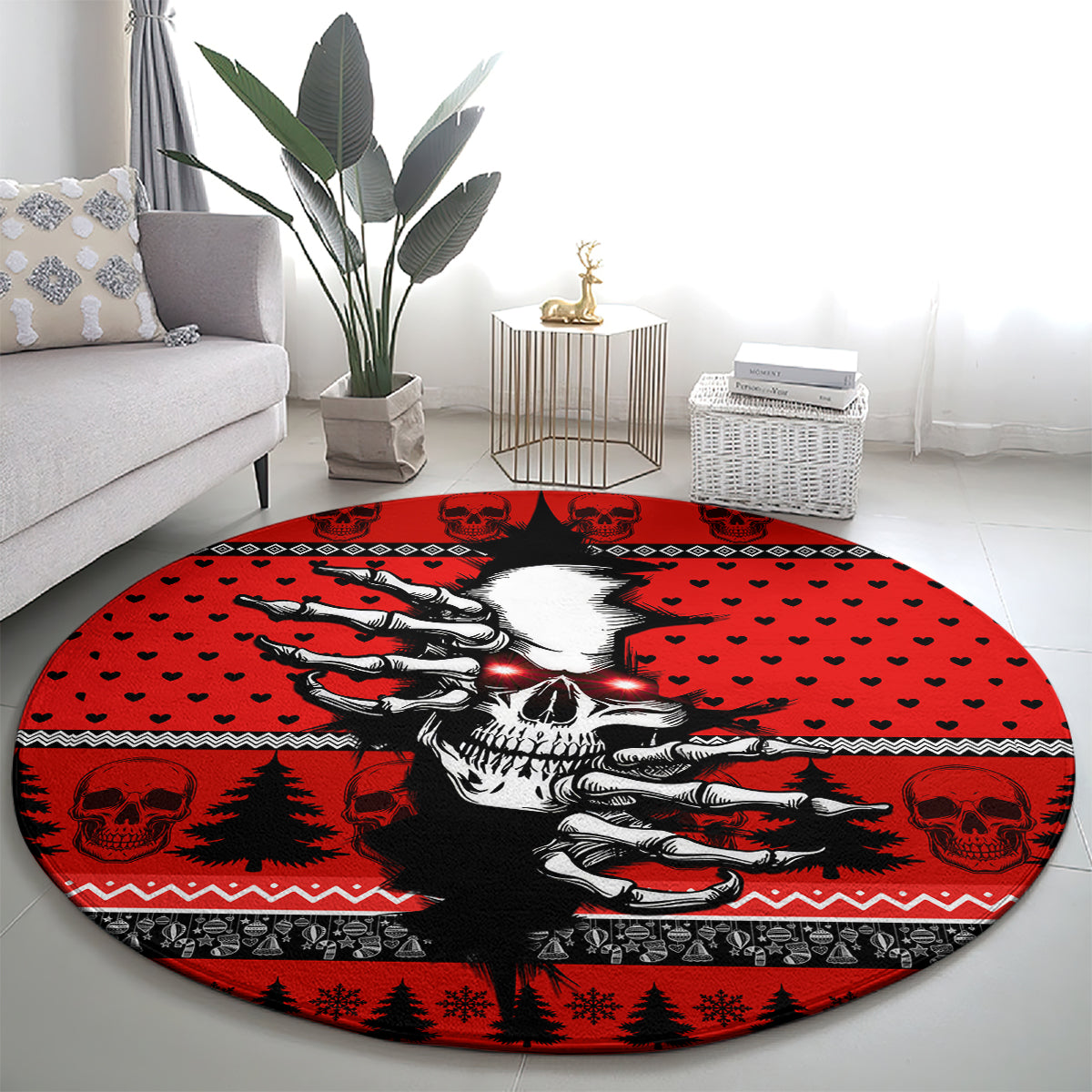 skull-santa-round-carpet-pattern-skull-santa-ugly-christmas