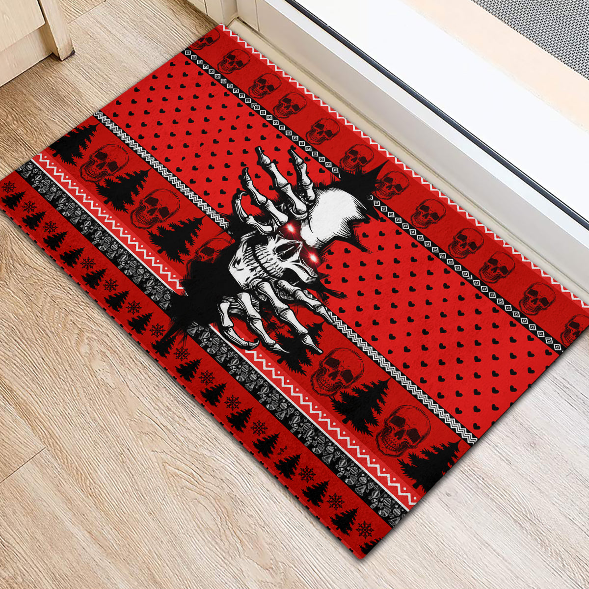 Skull Santa Rubber Doormat Pattern Skull Santa Ugly Christmas - Wonder Print Shop