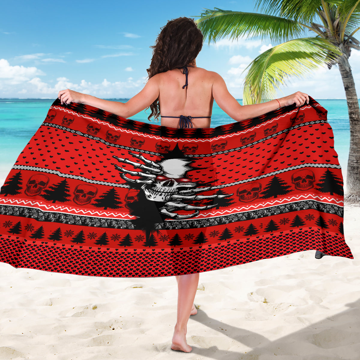 Skull Santa Sarong Pattern Skull Santa Ugly Christmas - Wonder Print Shop