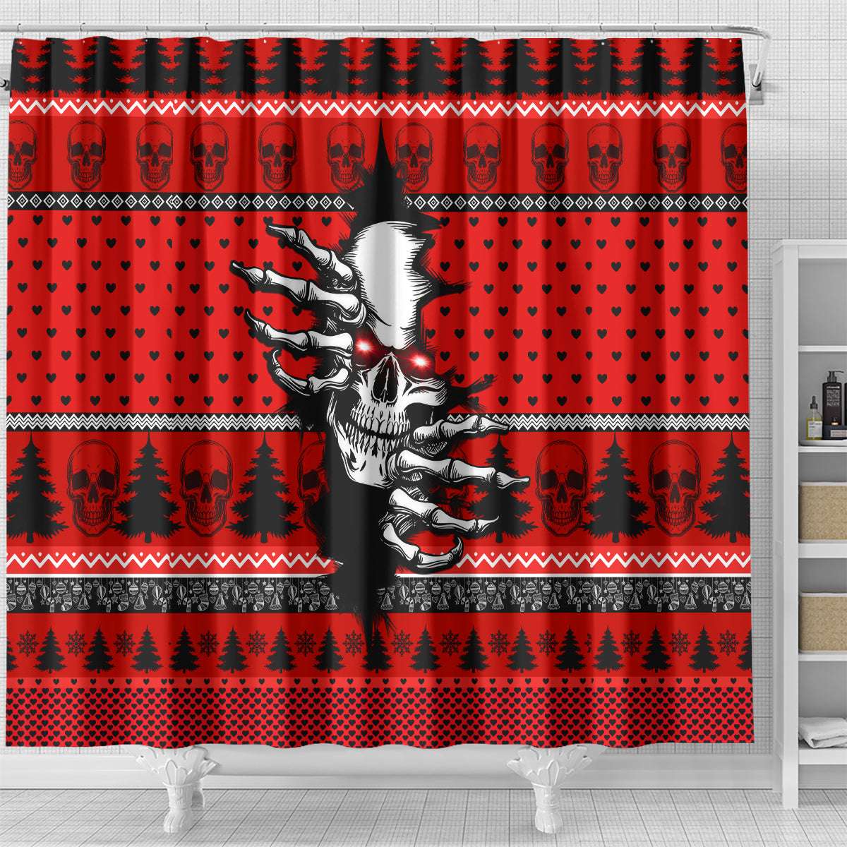 skull-santa-shower-curtain-pattern-skull-santa-ugly-christmas