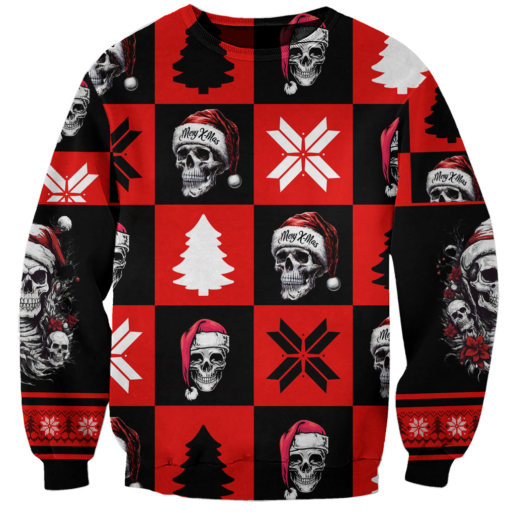 Skull Santa Sweatshirt Pattern Skull Santa Ugly Christmas - Wonder Print Shop