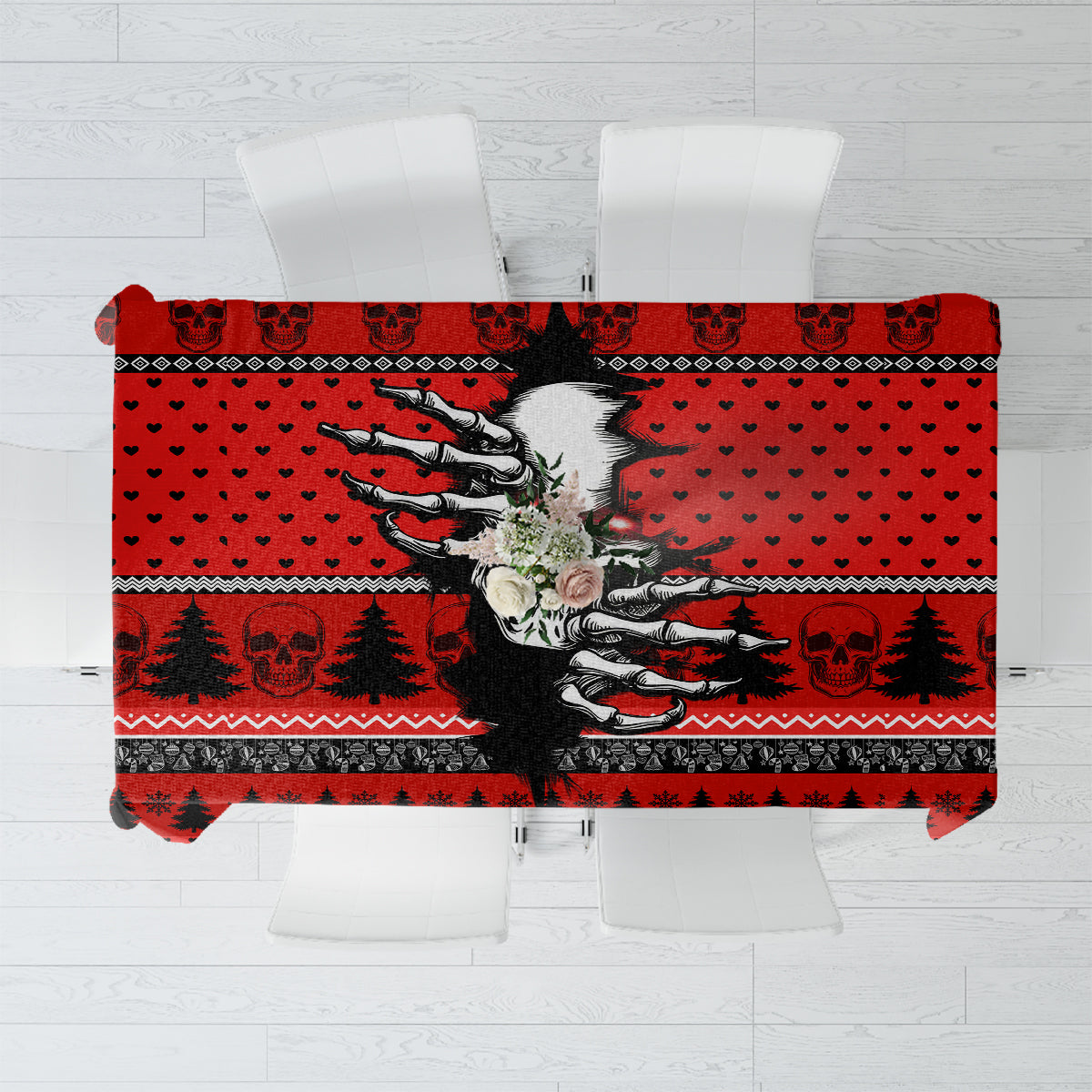 Skull Santa Tablecloth Pattern Skull Santa Ugly Christmas - Wonder Print Shop