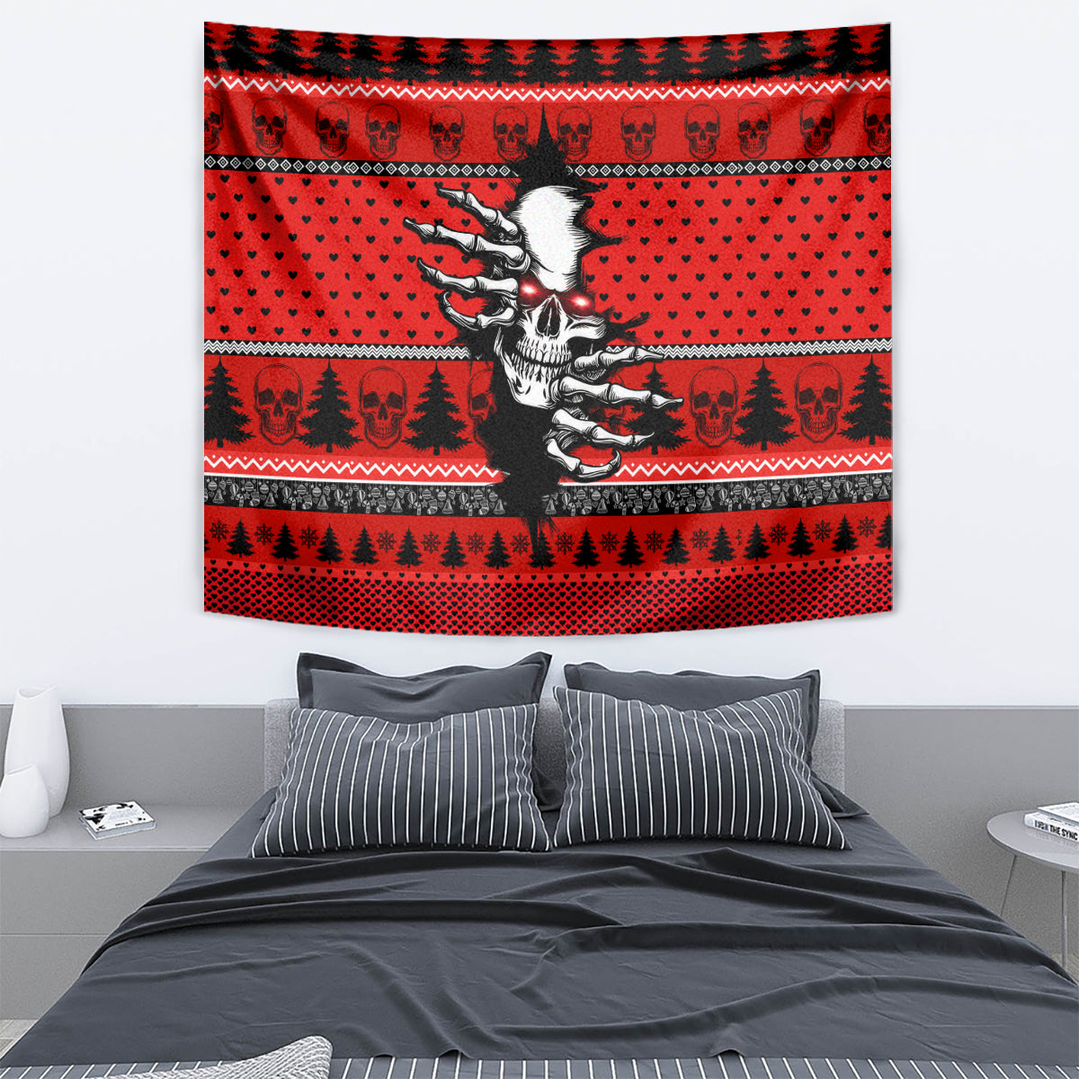 Skull Santa Tapestry Pattern Skull Santa Ugly Christmas - Wonder Print Shop
