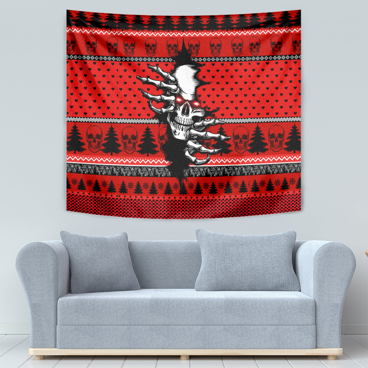Skull Santa Tapestry Pattern Skull Santa Ugly Christmas - Wonder Print Shop